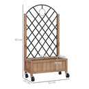 Outsunny Pack of 2 Wooden Raised Bed, Outdoor Planter Box w/ Metal Trellis