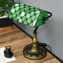 HOMCOM Stained Green Glass Table Lamp, for Bedroom Bedside, Bulb not Included