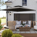 Outsunny Garden Cantilever Parasol w/ Weighted Base Tilt Crank