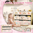AIYAPLAY 3-Tier Toy Organiser Shelf with 9 Storage Boxes for Bedroom Yellow