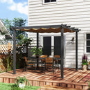 Outsunny 3 x 4m Aluminium Pergola with Retractable Roof, Garden Gazebo Khaki