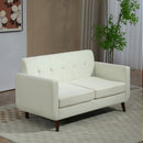 HOMCOM Modern Upholstered Fabric Loveseat Sofa for Living Room, Cream