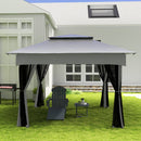 Outsunny Charcoal Spit Roasting Machine w/ 3-Tier Grill Grate & Foldable Shelves
