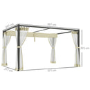 Outsunny Pergola with Retractable Roof and Netting - Khaki
