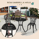 Outsunny 3 Piece Patio Bistro Set Outdoor Table Set with Umbrella Hole White