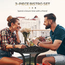 Outsunny 3 Piece Patio Bistro Set Outdoor Table Set with Umbrella Hole White