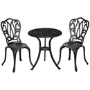 Outsunny 3 Piece Patio Bistro Set Outdoor Table Set with Umbrella Hole White