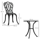 Outsunny 3 Piece Patio Bistro Set Outdoor Table Set with Umbrella Hole White