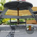 Outsunny 6 Person Fir Wood Table Bench Set Outdoor Garden Patio, Grey