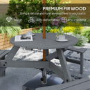Outsunny 6 Person Fir Wood Table Bench Set Outdoor Garden Patio, Grey