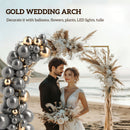 Outsunny Wedding Arch Backdrop Stand, Gold Wedding Arch with U-shaped Stakes