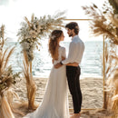 Outsunny Wedding Arch Backdrop Stand, Gold Wedding Arch with U-shaped Stakes