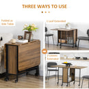 HOMCOM Natural Mobile Drop Leaf Dining Table On Wheels With Storage Shelf