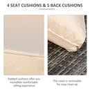 Outsunny Rattan Corner Sofa Set with Coffee Table - Beige