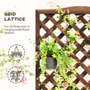 Outsunny Garden Wooden Planter Box with Trellis Flower Raised Bed Dark Brown
