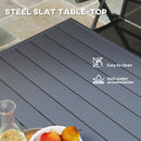 Outsunny Garden Table for 4 Person with Slat Top, Steel Frame