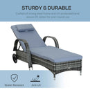 Outsunny  Rattan Sun Lounger  w/ Cushion -  Grey