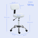 HOMCOM Rolling Stool with Backrest, Wheels, Faux Leather Salon Chair