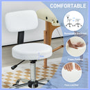 HOMCOM Rolling Stool with Backrest, Wheels, Faux Leather Salon Chair