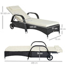 Outsunny Rattan Sun Lounger -  Black