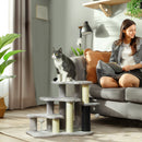 PawHut Cat Tree 2 in 1 Pet Stairs w/ Scratching Tickling Post, Light Grey