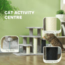 PawHut Cat Tree 2 in 1 Pet Stairs w/ Scratching Tickling Post, Light Grey
