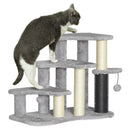 PawHut Cat Tree 2 in 1 Pet Stairs w/ Scratching Tickling Post, Light Grey