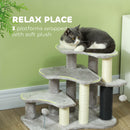 PawHut Cat Tree 2 in 1 Pet Stairs w/ Scratching Tickling Post, Light Grey