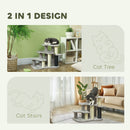 PawHut Cat Tree 2 in 1 Pet Stairs w/ Scratching Tickling Post, Light Grey