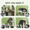 PawHut Cat Tree 2 in 1 Pet Stairs w/ Scratching Tickling Post, Light Grey