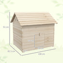 PawHut Wooden Duck House w/ Openable Roof, Raised Base, Air Holes - Natural