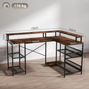 HOMCOM L Shaped Gaming Desk w/ LED Lights and Power Outlets for Small Space