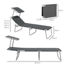 Outsunny Folding Sun Lounger Set of 2 w/ Sunshade Adjustable Backrest