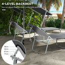 Outsunny Folding Sun Lounger Set of 2 w/ Sunshade Adjustable Backrest