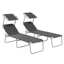Outsunny Folding Sun Lounger Set of 2 w/ Sunshade Adjustable Backrest