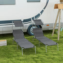 Outsunny Folding Sun Lounger Set of 2 w/ Sunshade Adjustable Backrest