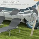 Outsunny Folding Sun Lounger Set of 2 w/ Sunshade Adjustable Backrest