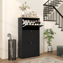 HOMCOM Narrow Shoe Cabinet with 3 Flip Drawers for 18 Pairs of Shoes Black