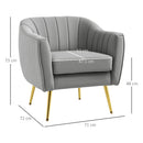 HOMCOM Velvet-Look Shell Shaped Chair with Thick Padded Seat, Grey