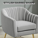 HOMCOM Velvet-Look Shell Shaped Chair with Thick Padded Seat, Grey