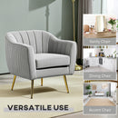 HOMCOM Velvet-Look Shell Shaped Chair with Thick Padded Seat, Grey