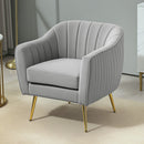 HOMCOM Velvet-Look Shell Shaped Chair with Thick Padded Seat, Grey