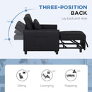 HOMCOM Folding Chair Bed, Sleeper Chair with Pillow, Side Pockets, Black