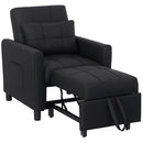 HOMCOM Folding Chair Bed, Sleeper Chair with Pillow, Side Pockets, Black