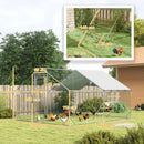 PawHut Walk in Chicken Run w/ Cover, Hanging Feeder, Perch for 12-18 Poultry