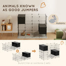 PawHut DIY Small Animal Cage w/ Elevated Huts for Guinea Pigs, Rabbits