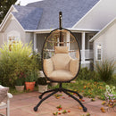 Outsunny Egg Chair Outdoor Indoor Garden Swing Chair, Folding Basket