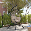 Outsunny Egg Chair Outdoor Indoor Garden Swing Chair, Folding Basket