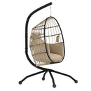 Outsunny Egg Chair Outdoor Indoor Garden Swing Chair, Folding Basket