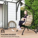 Outsunny Egg Chair Outdoor Indoor Garden Swing Chair, Folding Basket